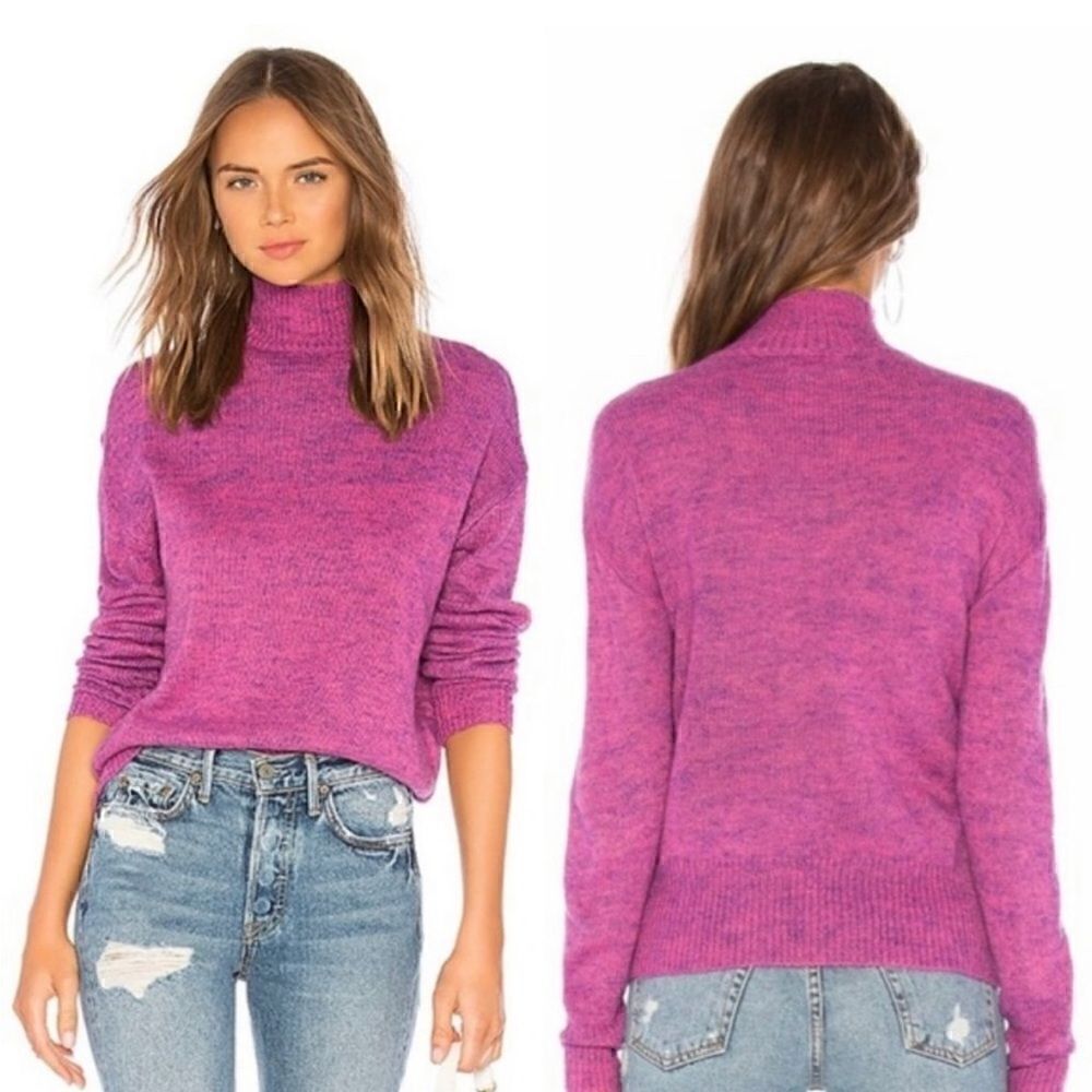Lovers and friends raye mock neck pullover sweater heathered magenta